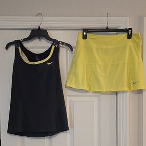Nike Black and Yellow Women's Tennis Outfit